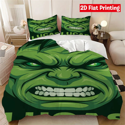 Housse de couette Hulk Anime Hero sur un lit d'enfant
