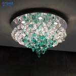 lampe suspendue moderne verre vert cristal eye protection led 100cm diameter