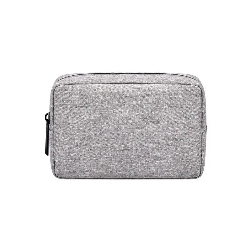 Sac main moderne toile gris clair zip compartiments internes taille 16 23 cm