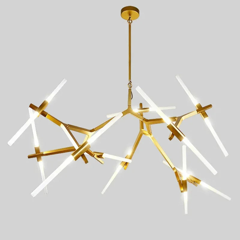 lampe suspendue moderne tube verre noir blanc doré structure géométrique scandinave suspension câble led
