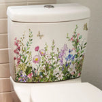 cache wc blanc fleurs feuilles papillons adhésif décoration murale moderne naturel stickers