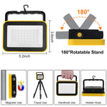 lampe led moderne noir jaune support rotatif aimant trépied rechargeable cordon adaptateur usb voiture