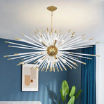 Suspension lumineuse moderne or blanc rayons transparents chambre salon étude hall led warm white