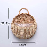 panier suspendu rotin osier jardinière murale fleurs artificielles décoration jardin rustique marron clair