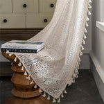 rideau dentelle fine blanc motif géométrique translucide classique romantique tassellets chambre salon