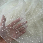 tissu polyester blanc beige noir motif dot moderne élégant dentelle respirant bricolage 150cm