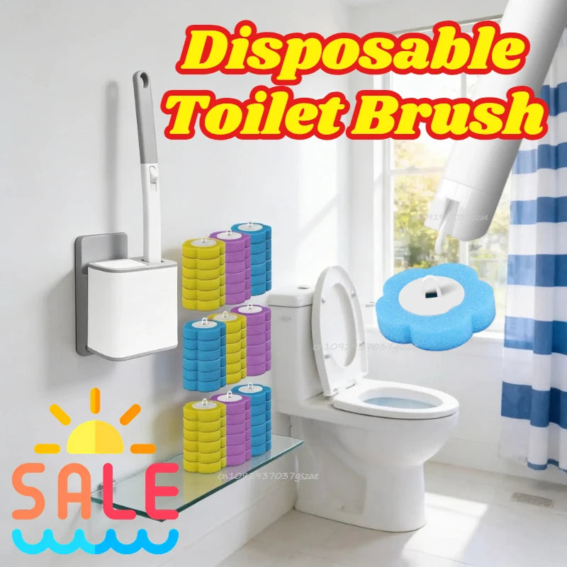 brosse toilette jetable bleu texture granulée clip mural pratique moderne