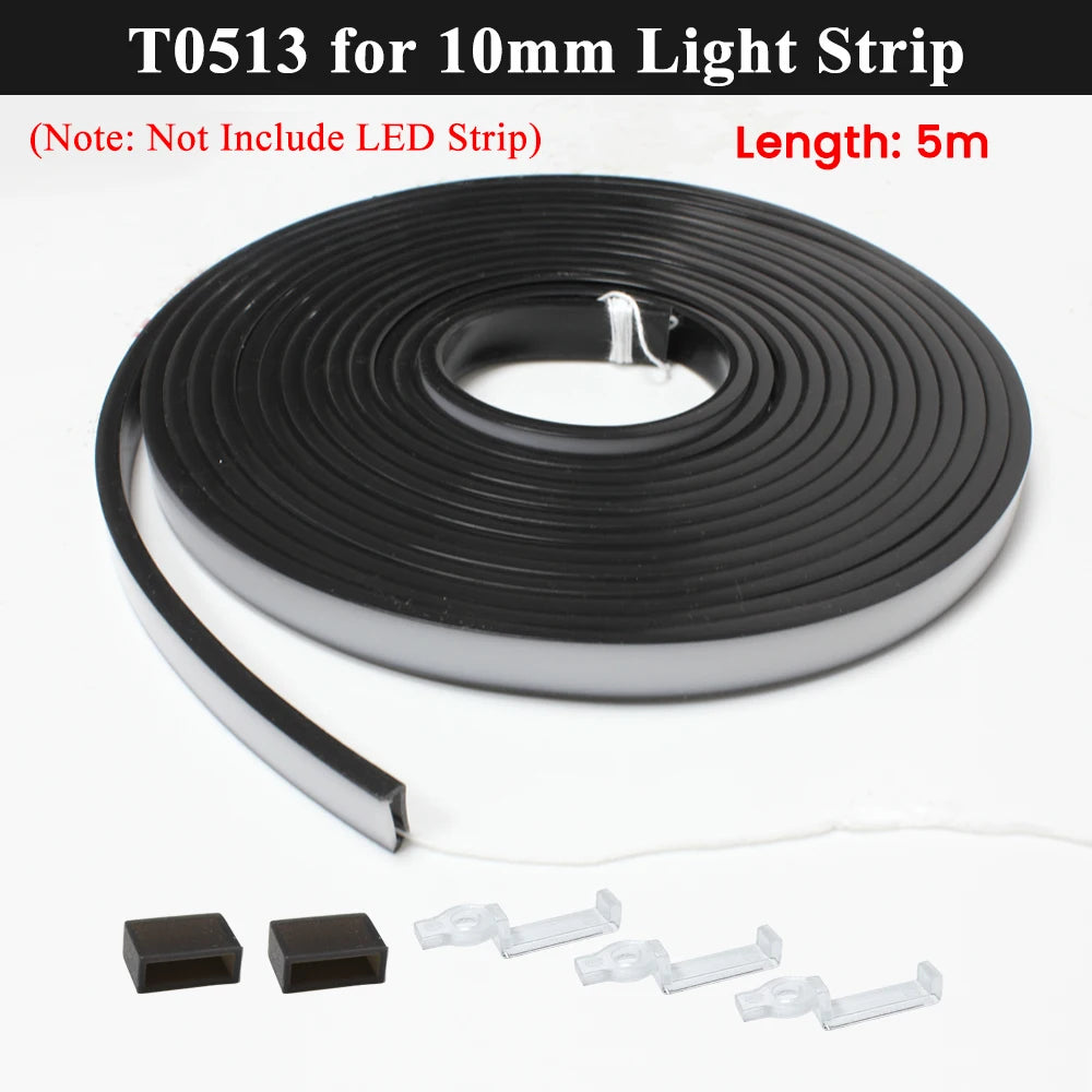 ruban led flexible noir mat moderne adhésif clips adhésifs noirs blancs silicone 5m 1m