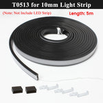 ruban led flexible noir mat moderne adhésif clips adhésifs noirs blancs silicone 5m 1m