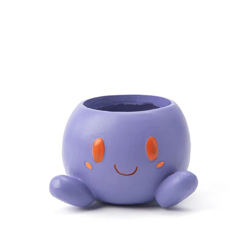 pot fleurs kawaii résine violet orange succulente écheveria décoration maison pokémon wobbluff