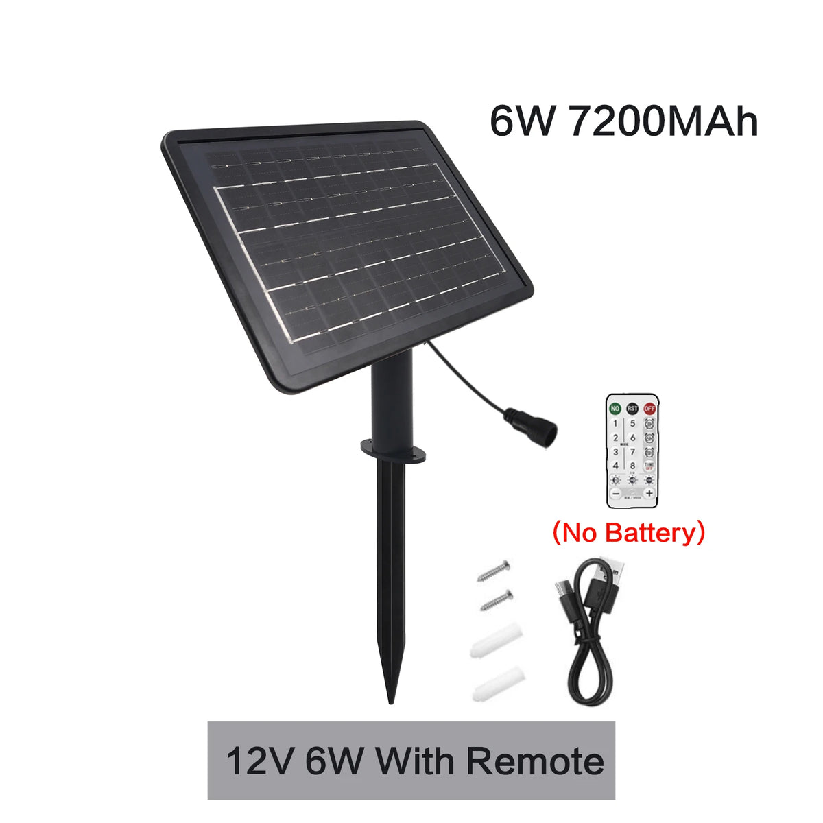 panneau solaire noir moderne télécommande câble 1.2m 3m batterie 7200mAh