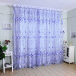 rideaux voilage floral violet rose bleu vert orange décoratif moderne polyester transparent chambre salonhôtel