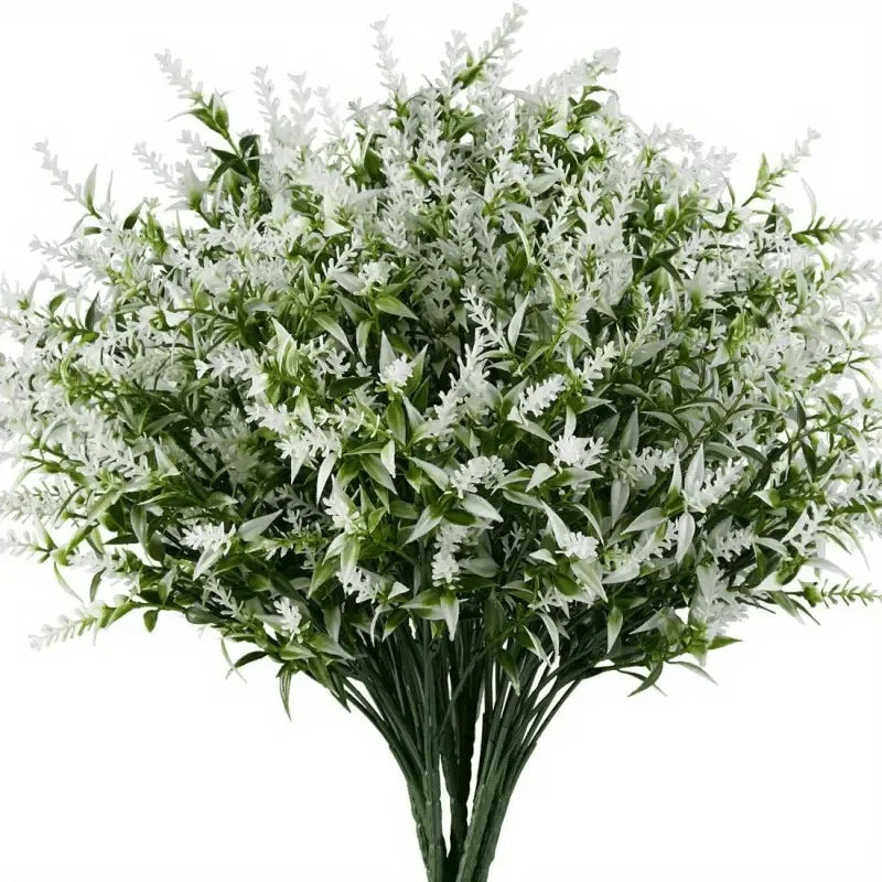 bouquet artificiel vigne feuilles vertes fleurs blanches extérieur intérieur décoration anniversaire naturel rotin 35cm