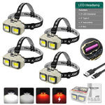lampe frontale led beige noir points blancs ruban ajustable rechargeable camping pêche randonnée