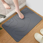 tapis bain moderne 60x40cm gris foncé vert blanc motifs ondulés relief absorbant