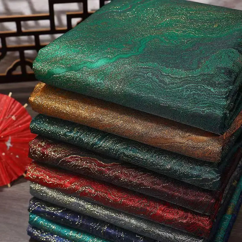 tissu polyester marbré brillant moderne élégant bleu vert rouge marron noir rideau jupe décoration