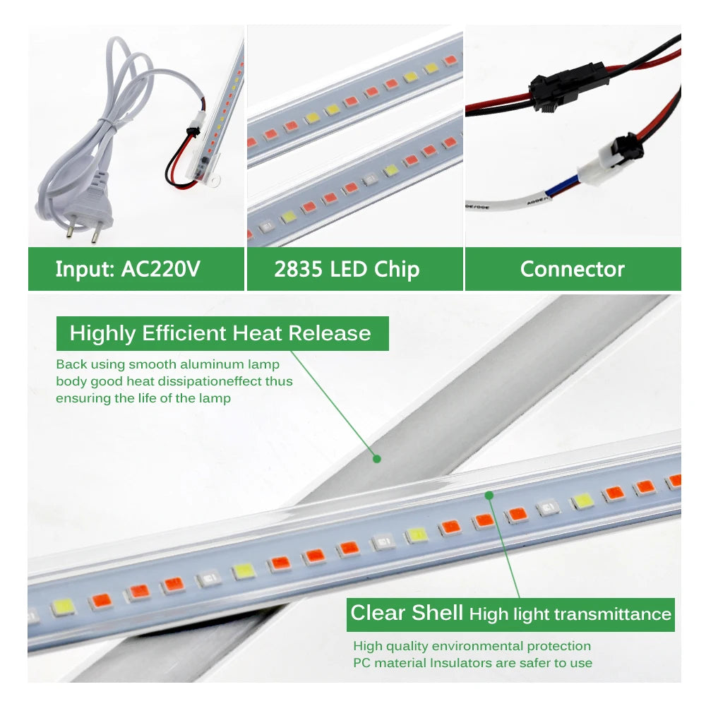 barre led croissance végétale blanc rouge bleu clips moderne connecteur câble