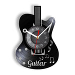 horloge murale forme guitare disque vinyle aiguille rétro moderne fixations chambre salon