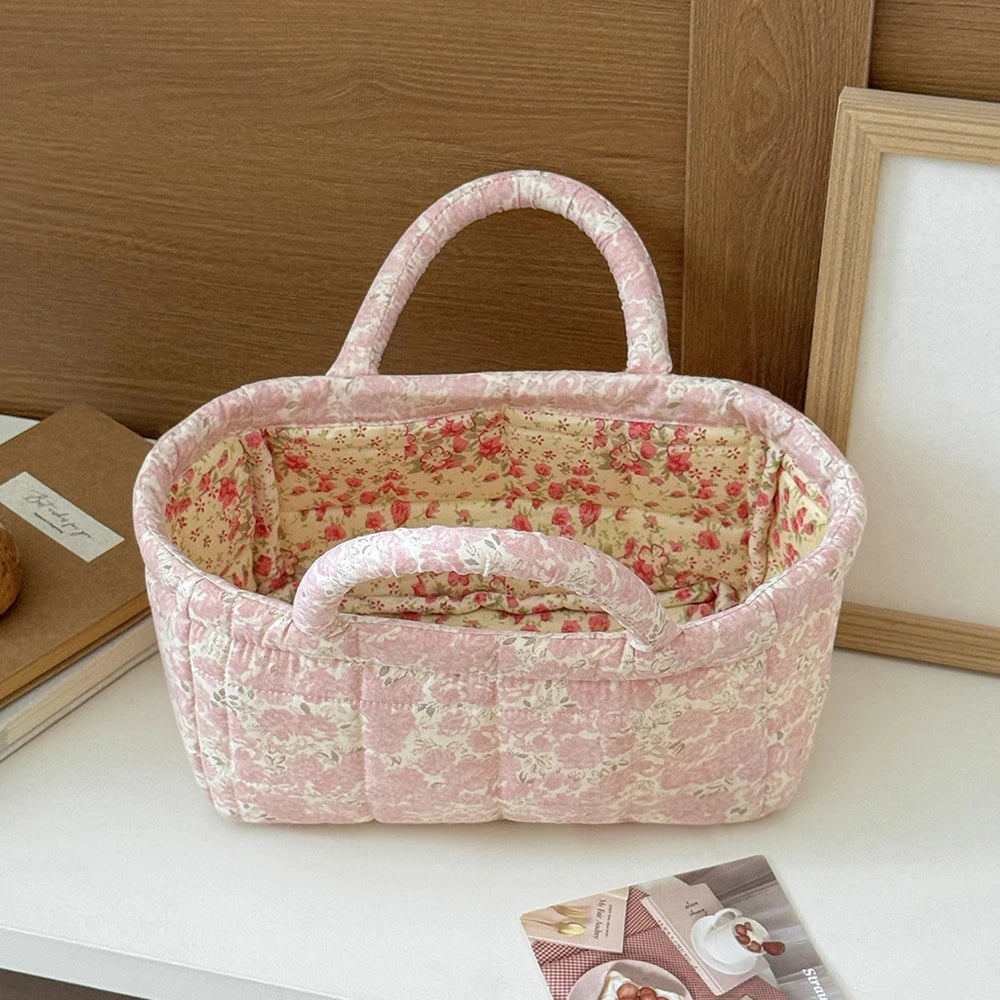 panier rangement pliable polyester toile jouy vintage blanc carreaux romantique portable respectueux environnement