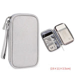 sac rangement accessoires tissu gris clair pratique ecouteurs cable usb chargeur voyage