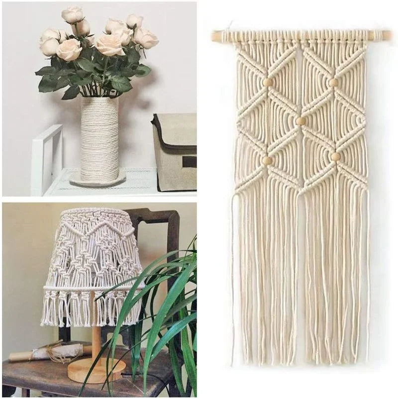 Corde macramé coton tissée main boho 50 100 mètres blanc cassé haute ténacité écologique