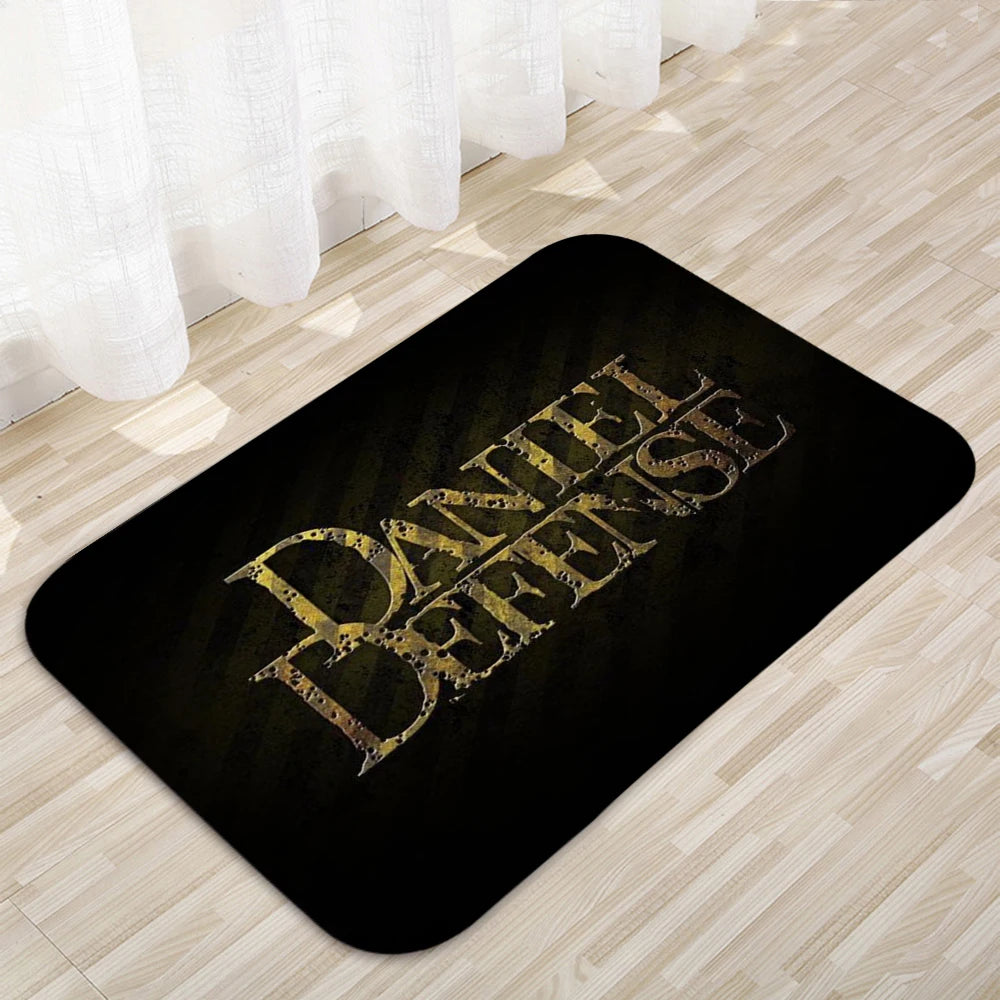 tapis moderne noir jaune rouge antidérapant lettres stylisées fleurs petites graphique intérieur porte couloir