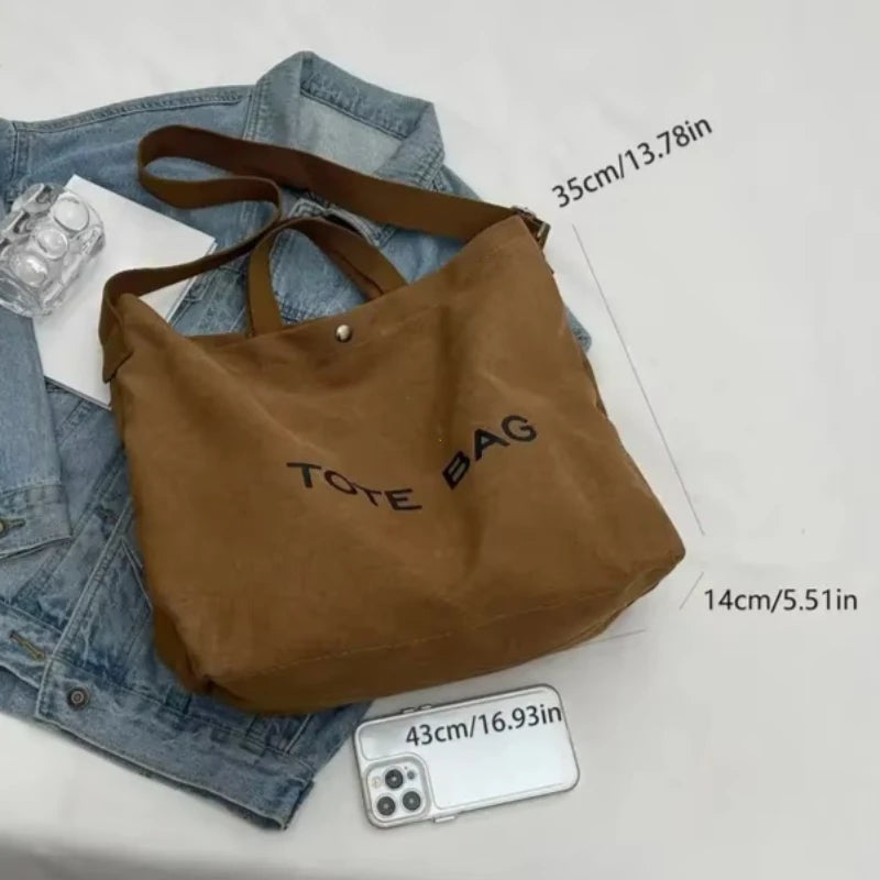 sac fourre tout toile décontracté lettre poche zippée beige casual