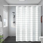 rideau douche moderne gris blanc motif carreaux polyester salle bain imperméable