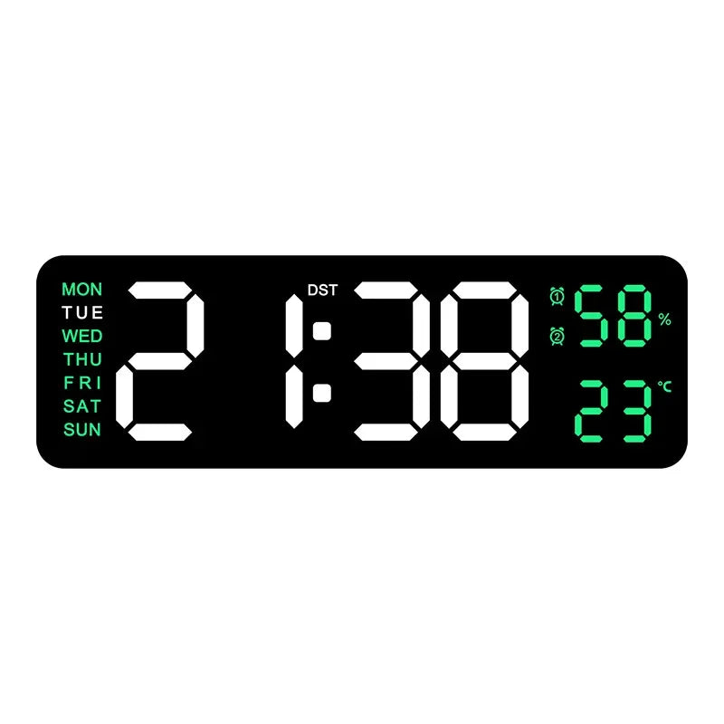 horloge numérique murale led noir bleu vert affichage temperature humidite réveil électronique aiguille moderne