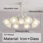lampe suspendue fleur blanche classique romantique translucide chaines ampoules