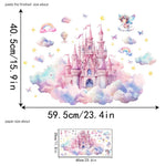 autocollants muraux château nuages arc ciel étoiles papillons dessin animé chambre fille salle jeux