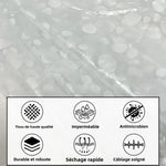 rideau douche gris clair motif pierres moderne aimants crochets salle bain