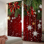 rideau noël classique branches flocons rouge vert opaques chambre salon