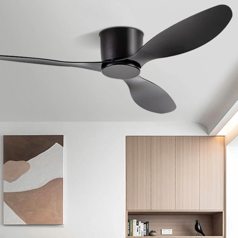 ventilateur led moderne vitesses télécommande noir blanc boisclair