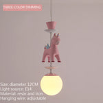 suspension lumineuse verre résine chevaux arc ciel moderne bleu rose enfant blanc contemporain