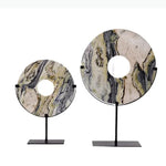 disques decoratifs marbre modernes blanc gris noir beige support metallique decoration maison