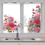 autocollants muraux fleurs pivoine papillons decoration murale rose blanc vert floral