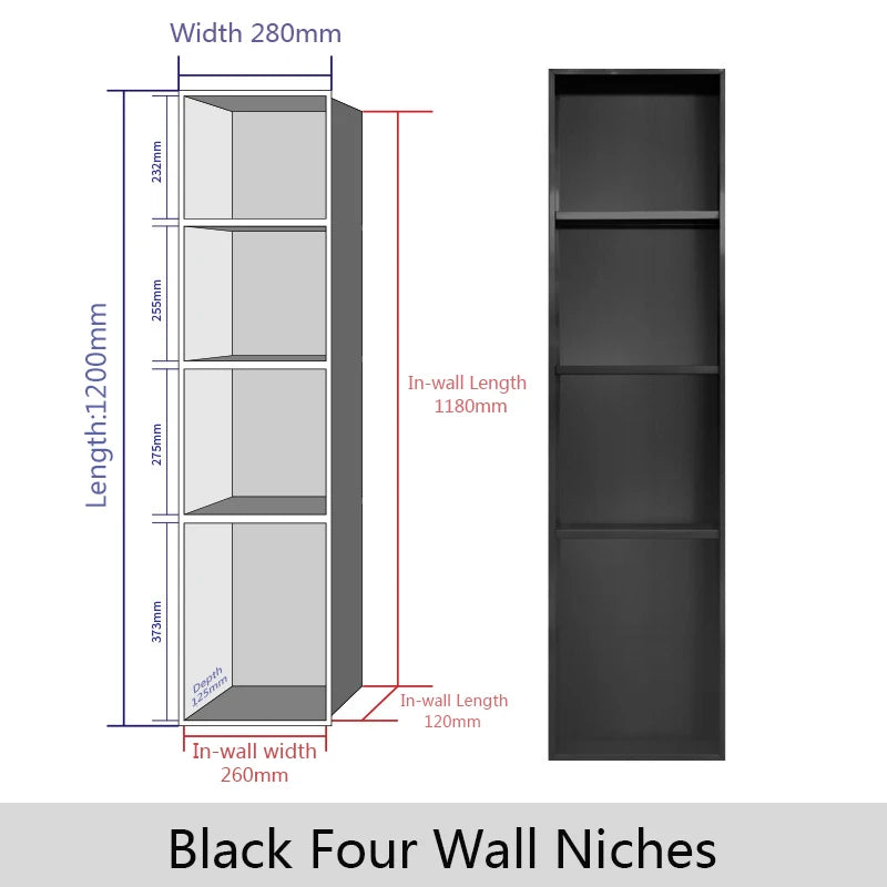 niches murales acier inoxydable noir or trois étages moderne salle bain chambre