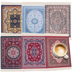 tapis table tissu ornements floraux rouge bleu beige classique adhésif décoration traditionnel