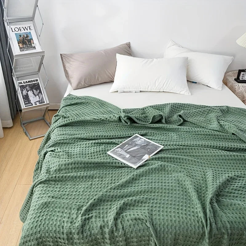 plaids coton gaufrés motifs carreaux jaune rose beige vert décontracté minimaliste literie 200x230cm 150x200cm