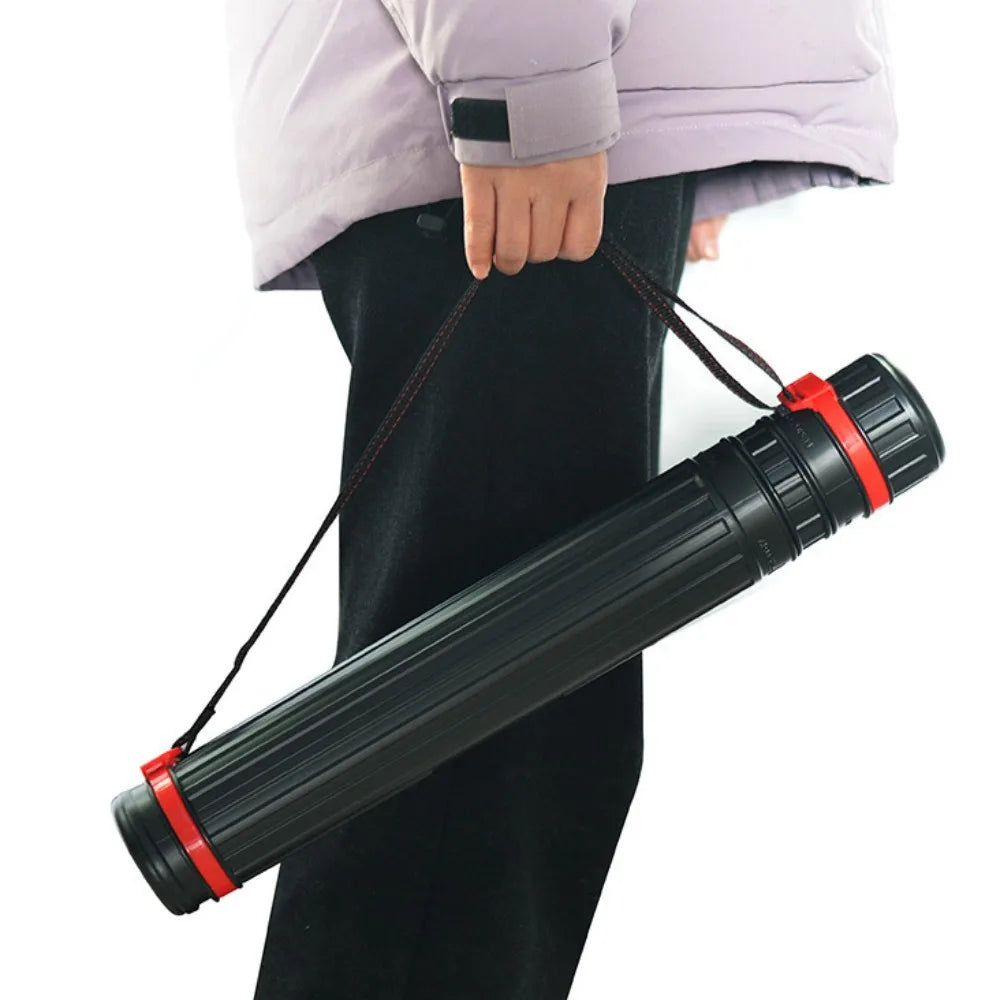 tube rangement noir rouge extensible sangles épaule affiches documents utilitaire fonctionnel portable retroussable