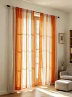 rideau vertical rayures orange blanc moderne minimaliste deux pièces salon translucent polyester