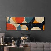 tableau decoratif geometrique abstrait orange bleu beige vintage salon chambre minimaliste midcenturymodern