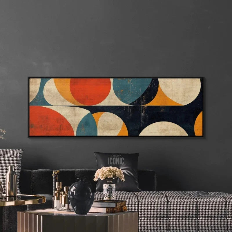 Tableau abstrait Bauhaus blanc sans cadre