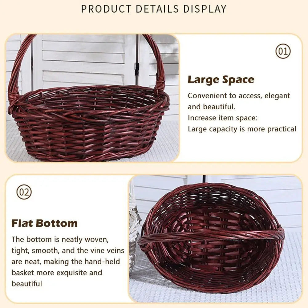 panier tressé marron blanc empilable rangement snacks bonbons classique rustique poignée intégrée tissage traditionnel