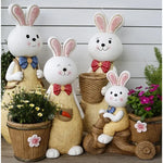 pots fleurs résine moderne figurines lapins motifs tissus carottes noeuds papillons mignons