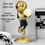 statuette astronaute résine couleur changeante doré argenté rose jaune moderne brillant métallique fixations