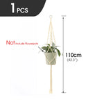 support plante suspendue macramé blanc fait main décoration jardin intérieur boho corde coton