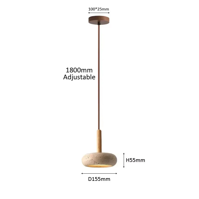 suspension lumineuse moderne pierre beige brun clair texture granuleuse câble suspendu led salon restaurant