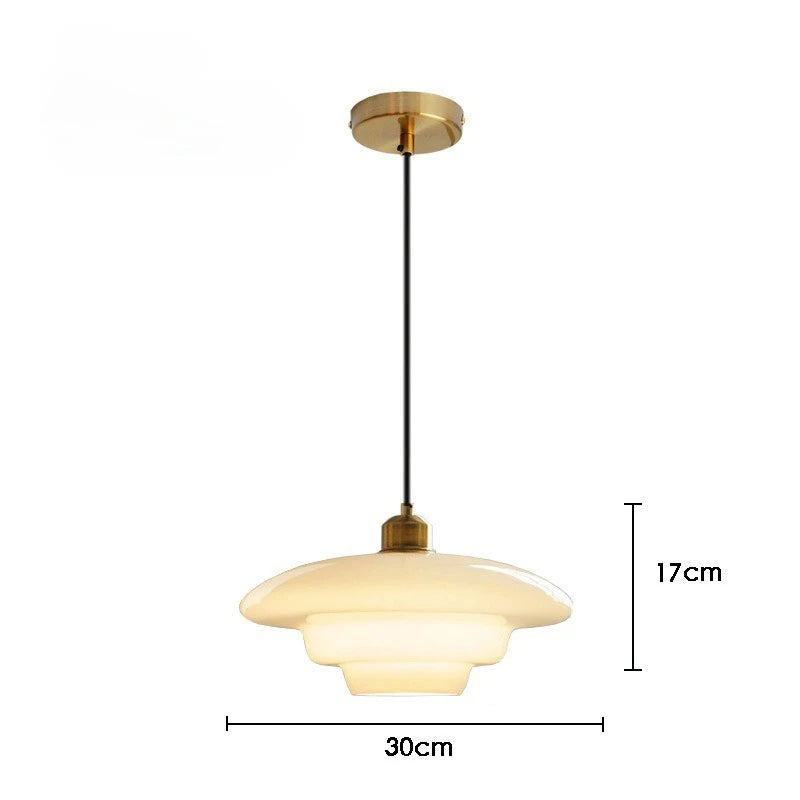 lampe suspendue minimaliste verre blanc opaque métal doré salon chambre